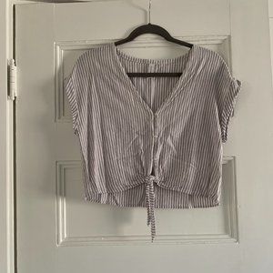 Striped Crop-Top with Tie